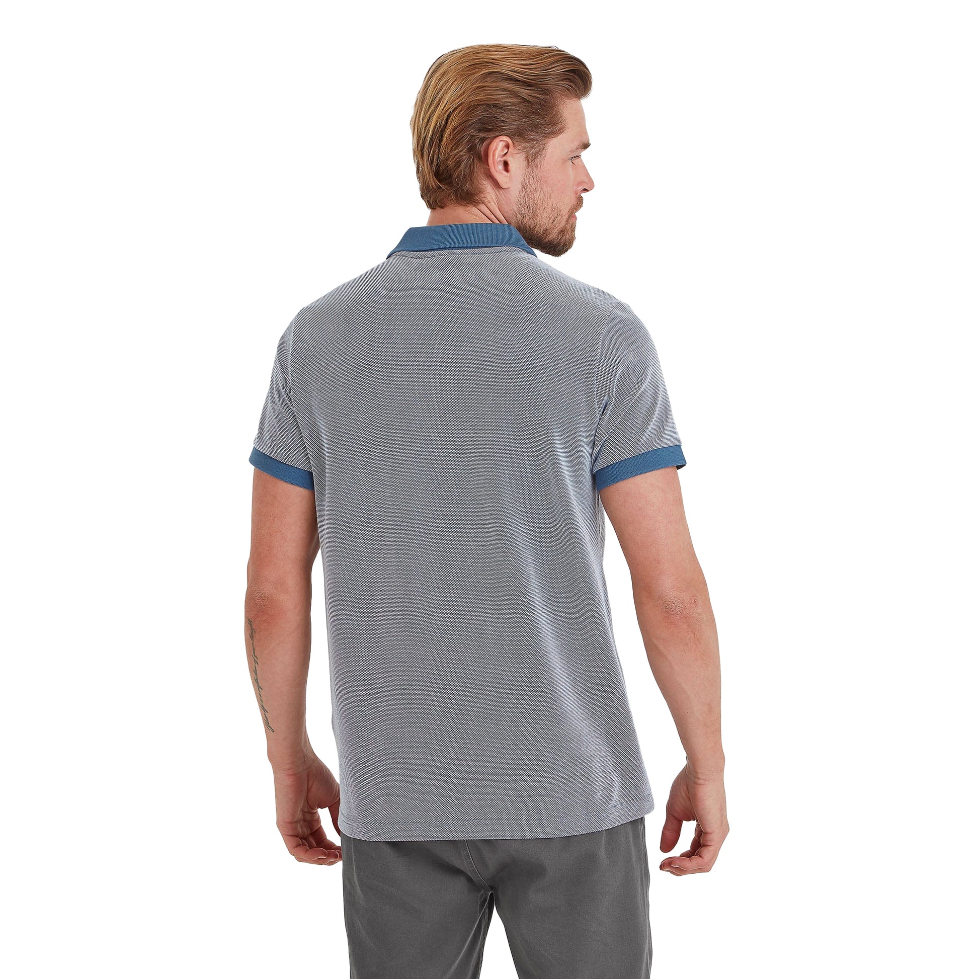 Steel Blue - Back - TOG24 Mens Whitton Birdseye Polo Shirt