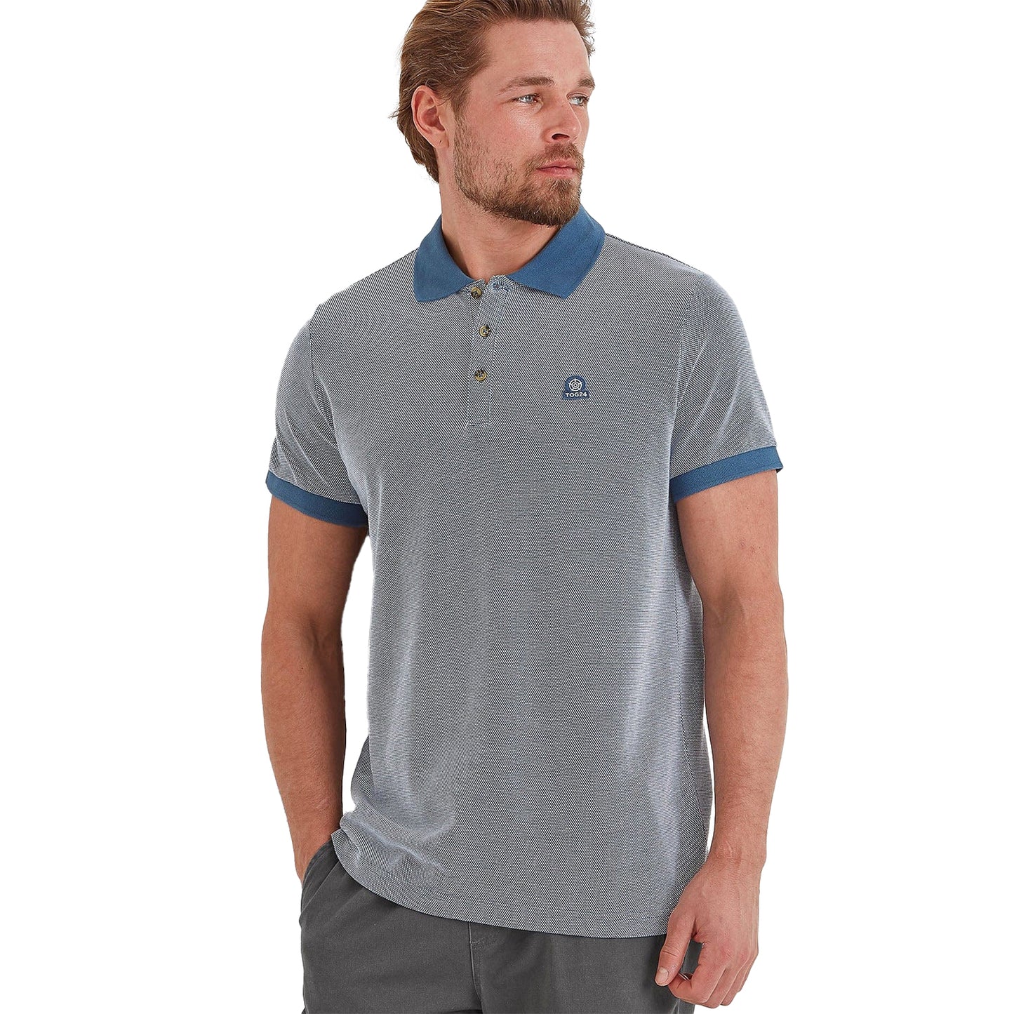 Steel Blue - Side - TOG24 Mens Whitton Birdseye Polo Shirt