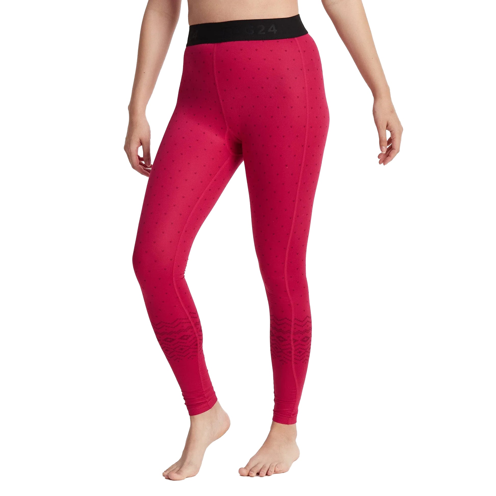 Cerise - Side - TOG24 Womens-Ladies Snowdon Fair Isle Thermal Base Layer Leggings
