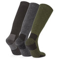 Dark Grey Marl-Khaki-Black - Back - TOG24 Mens Villach Trekking Socks (Pack of 3)