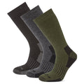 Dark Grey Marl-Khaki-Black - Front - TOG24 Mens Villach Trekking Socks (Pack of 3)