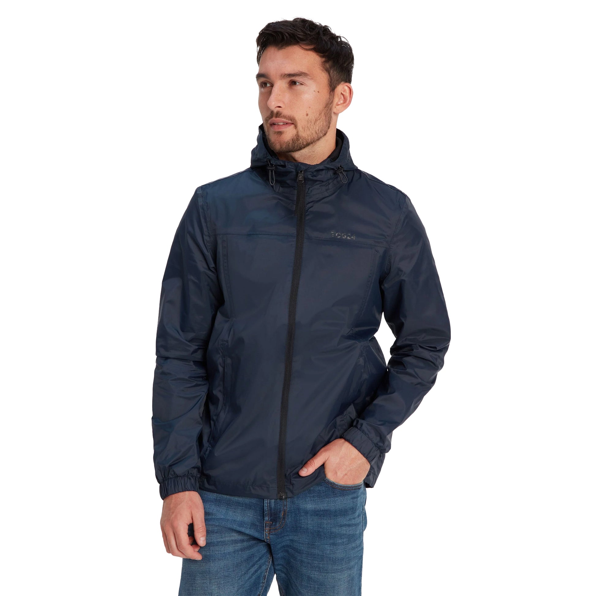 Navy - Side - TOG24 Mens Craven Milatex Packaway Waterproof Jacket