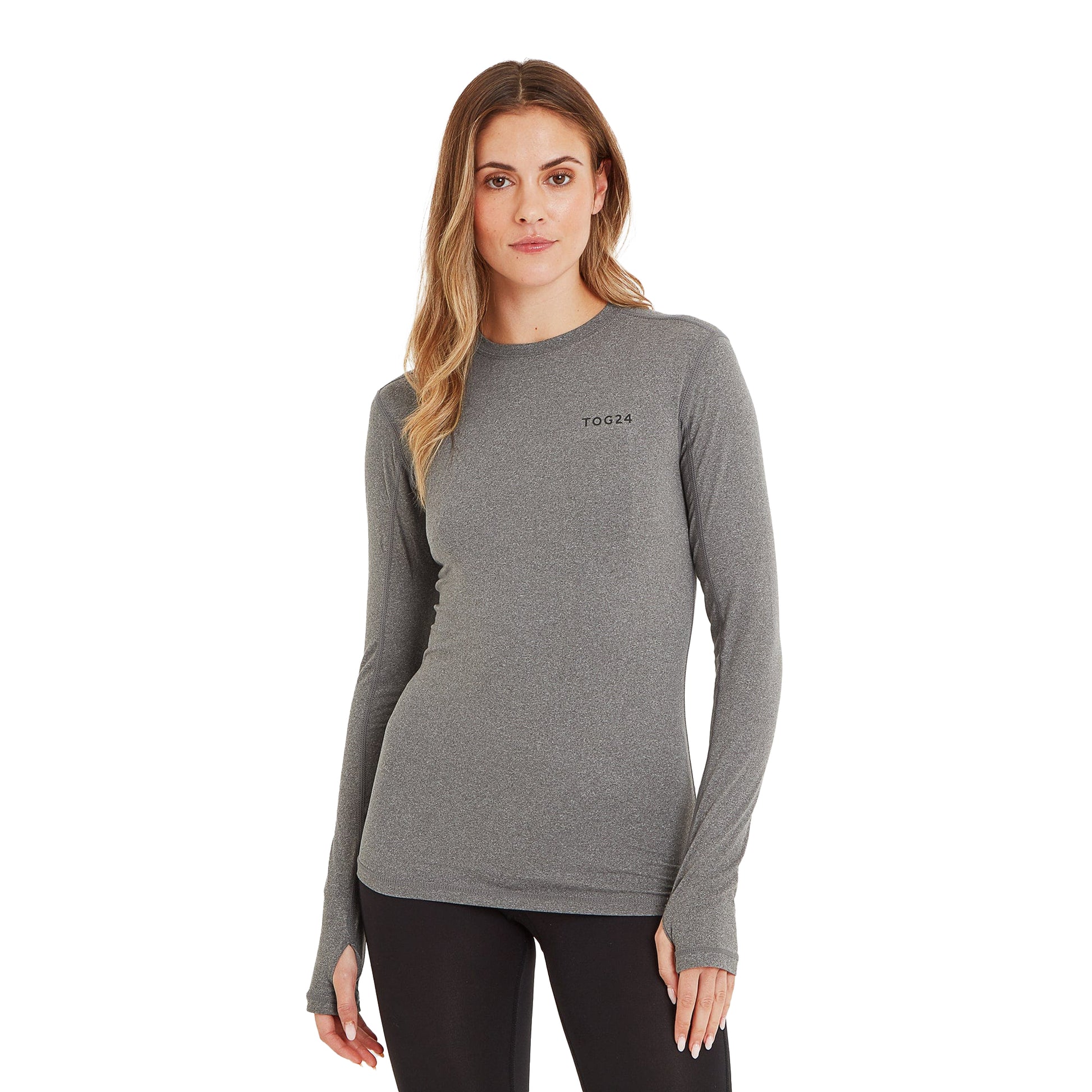 Grey Marl - Side - TOG24 Womens-Ladies Snowdon Crew Neck Thermal Top