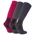 Dark Grey Marl-Cerise-Dark Indigo - Back - TOG24 Womens-Ladies Villach Trekking Socks (Pack of 3)