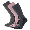 Dark Grey Marl-Faded Pink-Washed Blue - Front - TOG24 Womens-Ladies Villach Trekking Socks (Pack of 3)