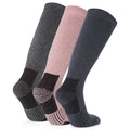 Dark Grey Marl-Faded Pink-Washed Blue - Back - TOG24 Womens-Ladies Villach Trekking Socks (Pack of 3)
