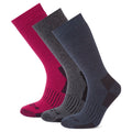 Dark Grey Marl-Cerise-Dark Indigo - Front - TOG24 Womens-Ladies Villach Trekking Socks (Pack of 3)