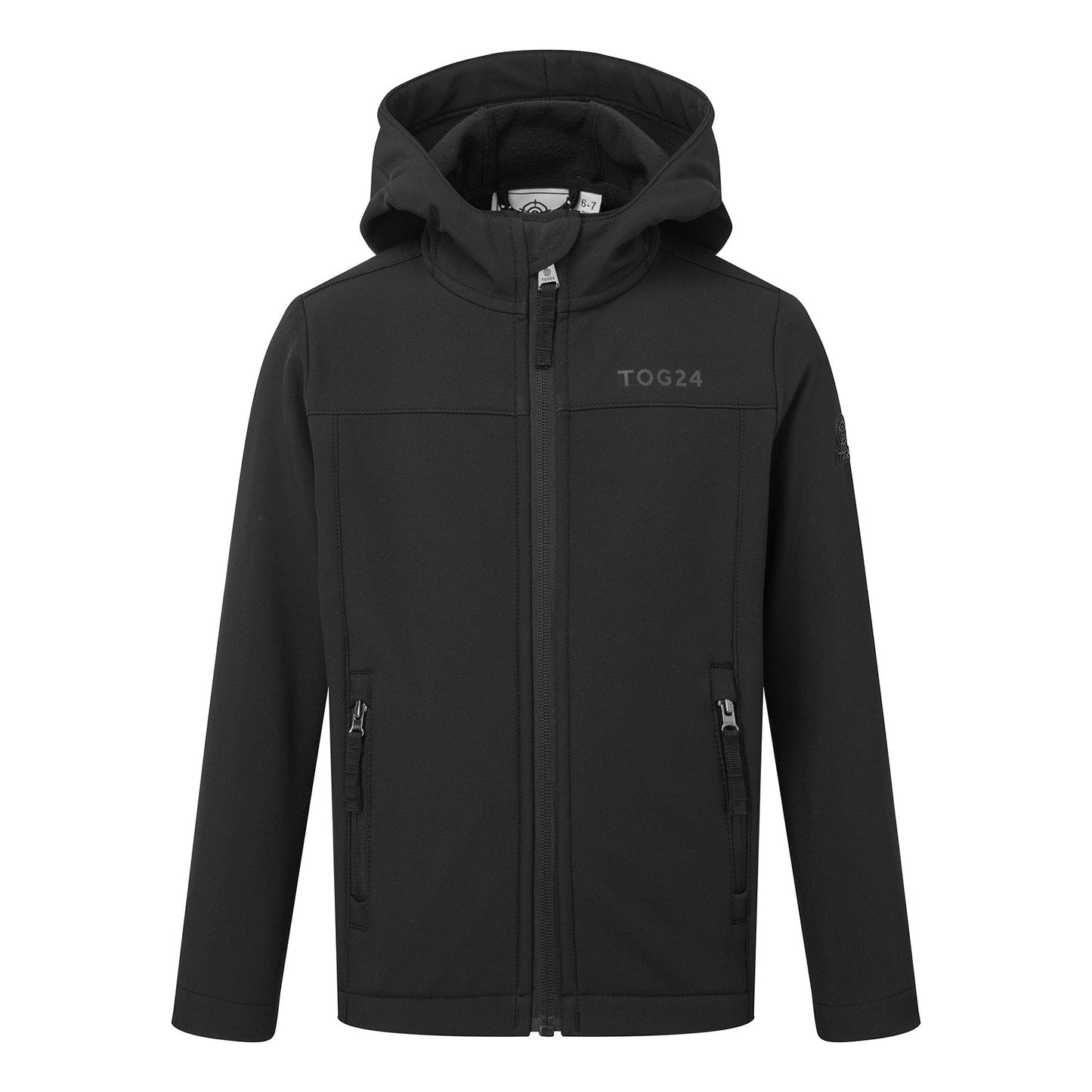 Black - Front - TOG24 Childrens-Kids Koroma Softshell Hooded Jacket