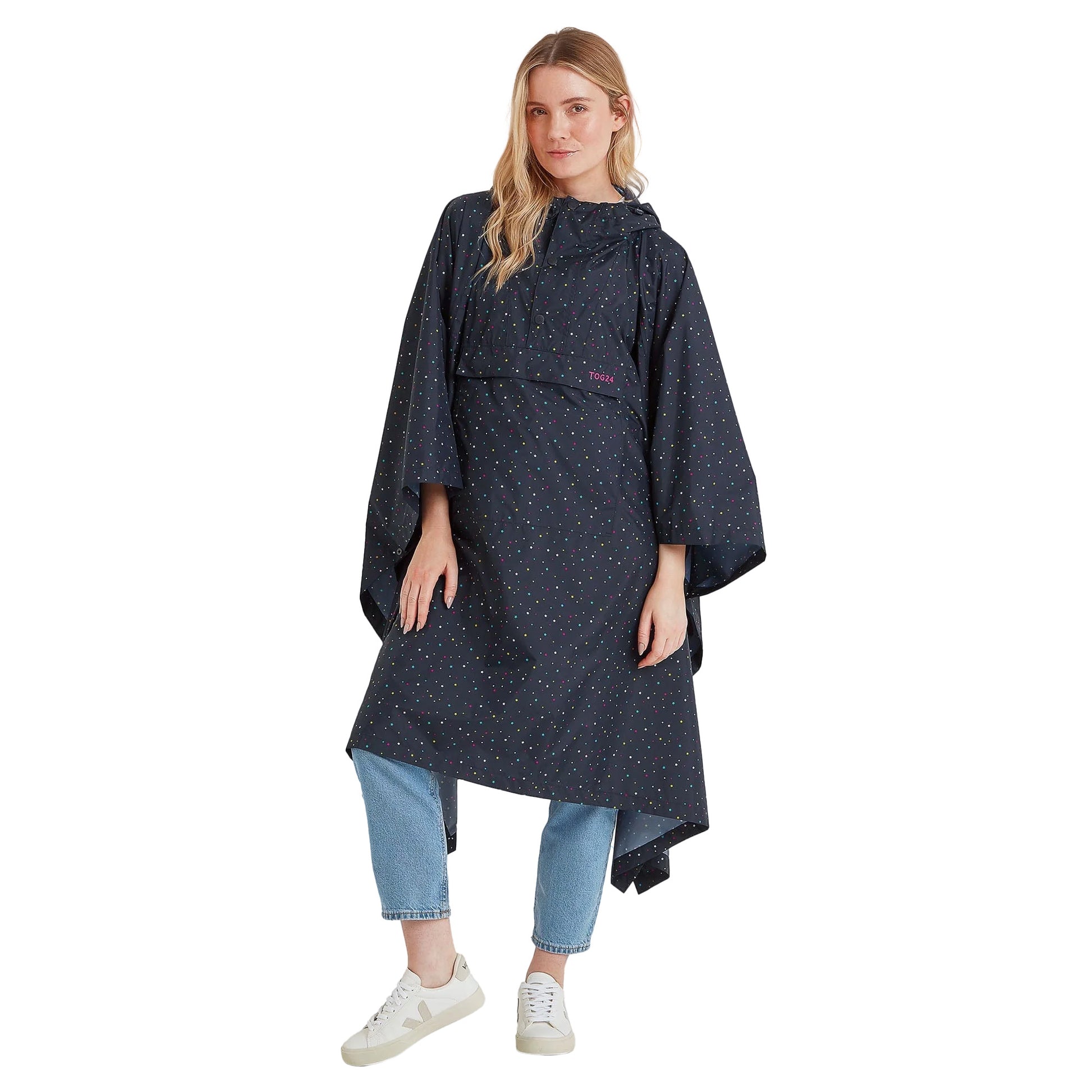 Dark Indigo - Side - TOG24 Unisex Adult Drench Scattered Star Poncho