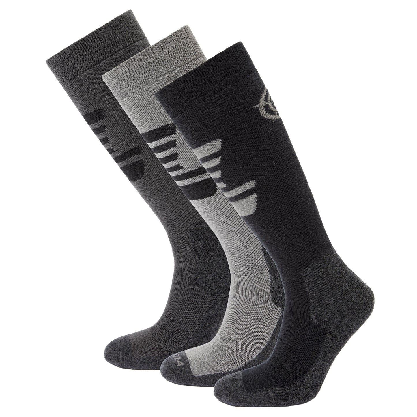 Black-Soot Grey-Moon Grey - Front - TOG24 Mens Bergenz Ski Socks (Pack of 3)