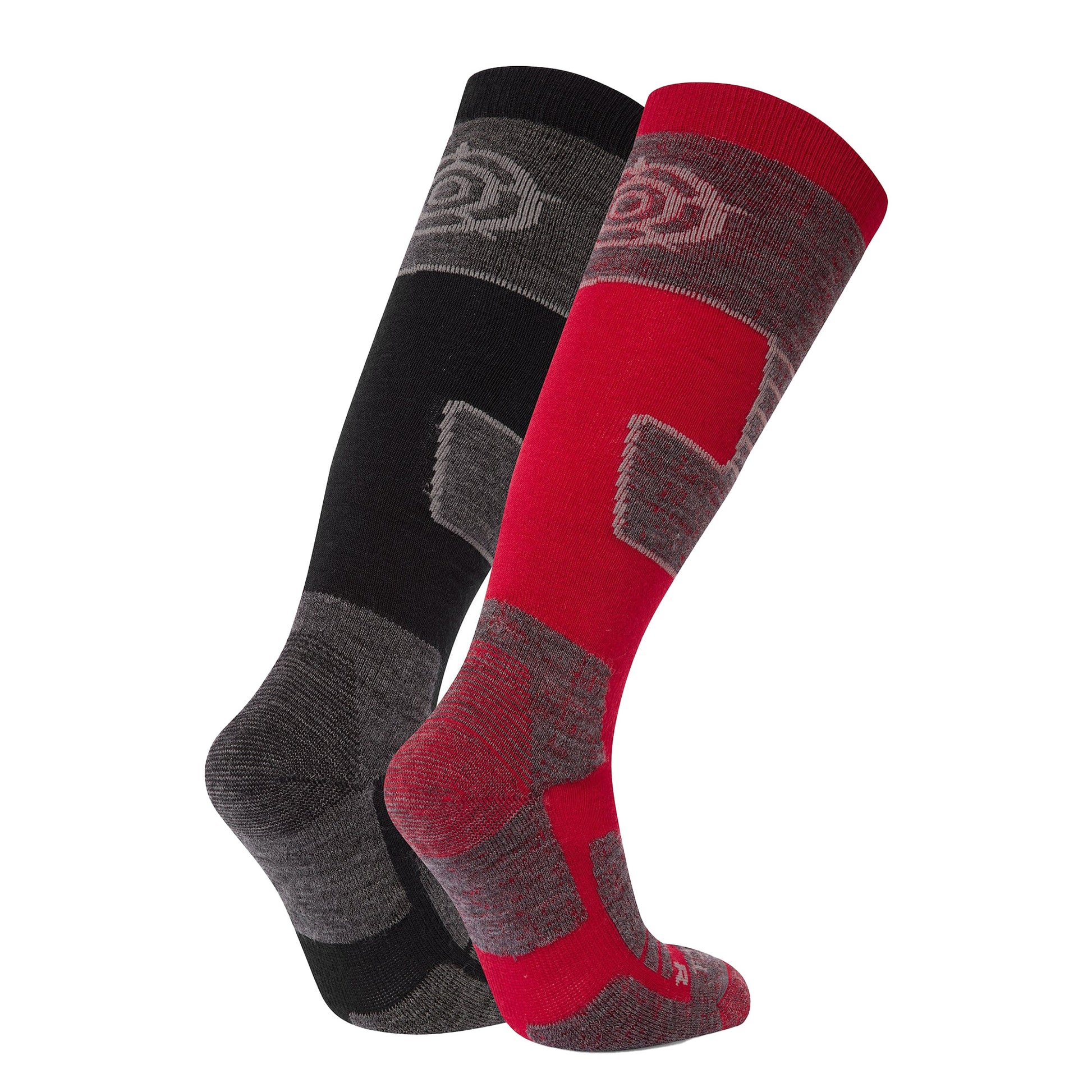 Black-Chilli Red - Back - TOG24 Mens Linz Ski Socks (Pack of 2)