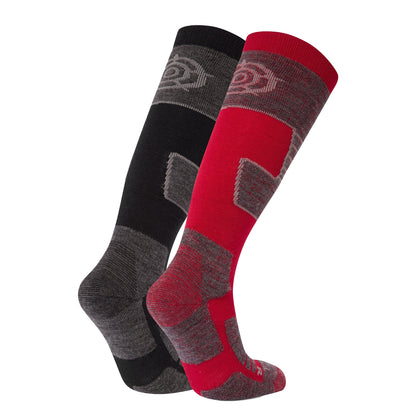 Black-Chilli Red - Back - TOG24 Mens Linz Ski Socks (Pack of 2)