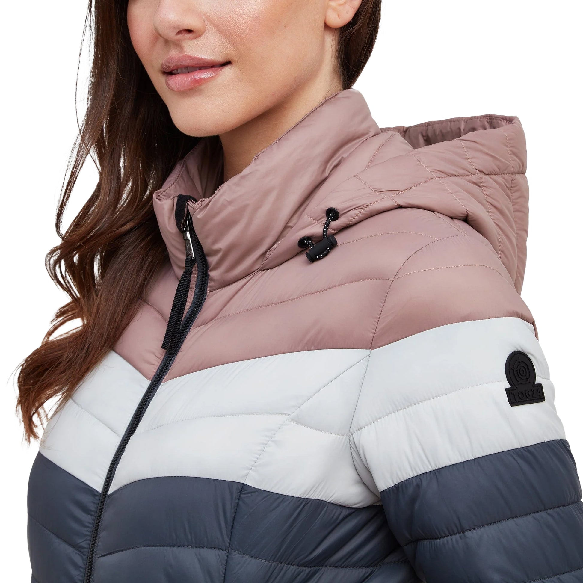 Washed Blue-Pink - Side - TOG24 Womens-Ladies Garriston Colour Block Padded Jacket
