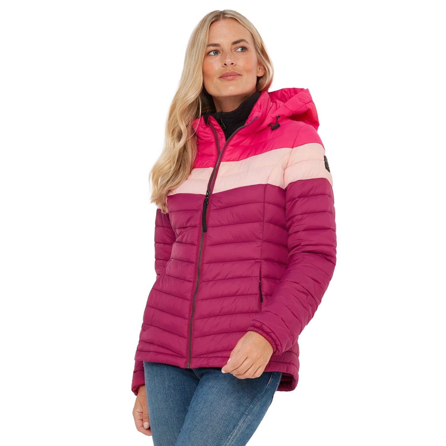 Raspberry-Magenta Pink - Side - TOG24 Womens-Ladies Garriston Colour Block Padded Jacket