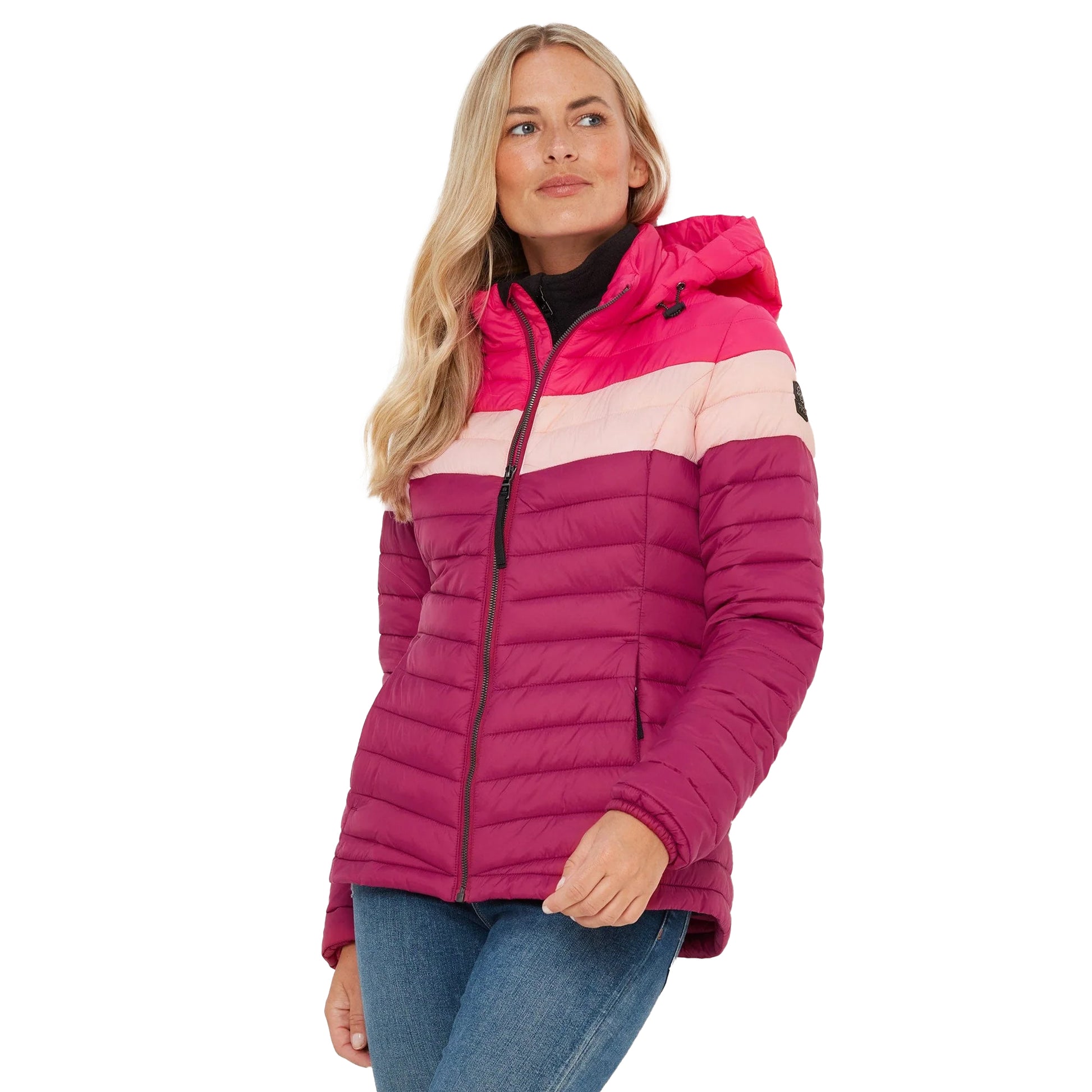 Raspberry-Magenta Pink - Side - TOG24 Womens-Ladies Garriston Colour Block Padded Jacket