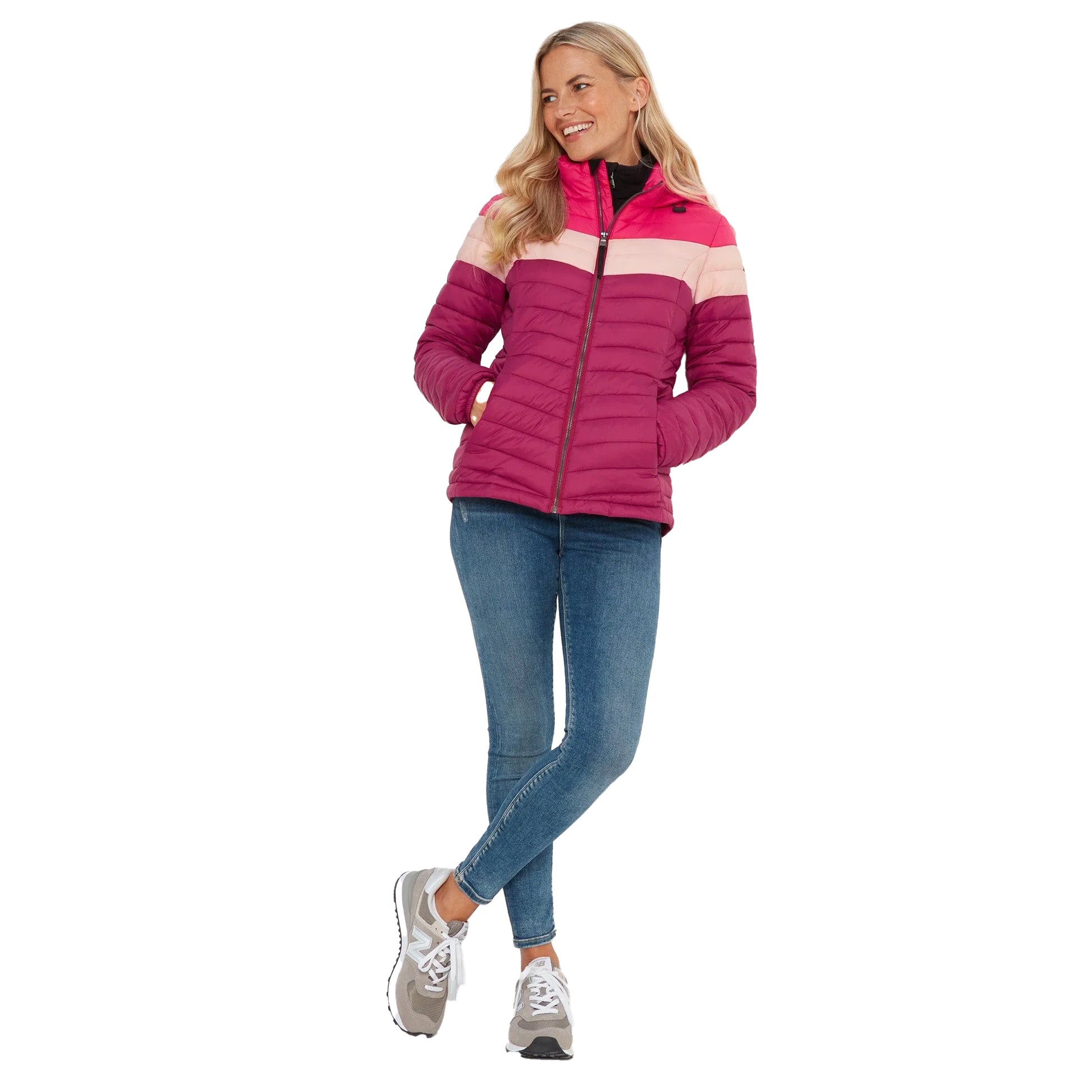 Raspberry-Magenta Pink - Lifestyle - TOG24 Womens-Ladies Garriston Colour Block Padded Jacket