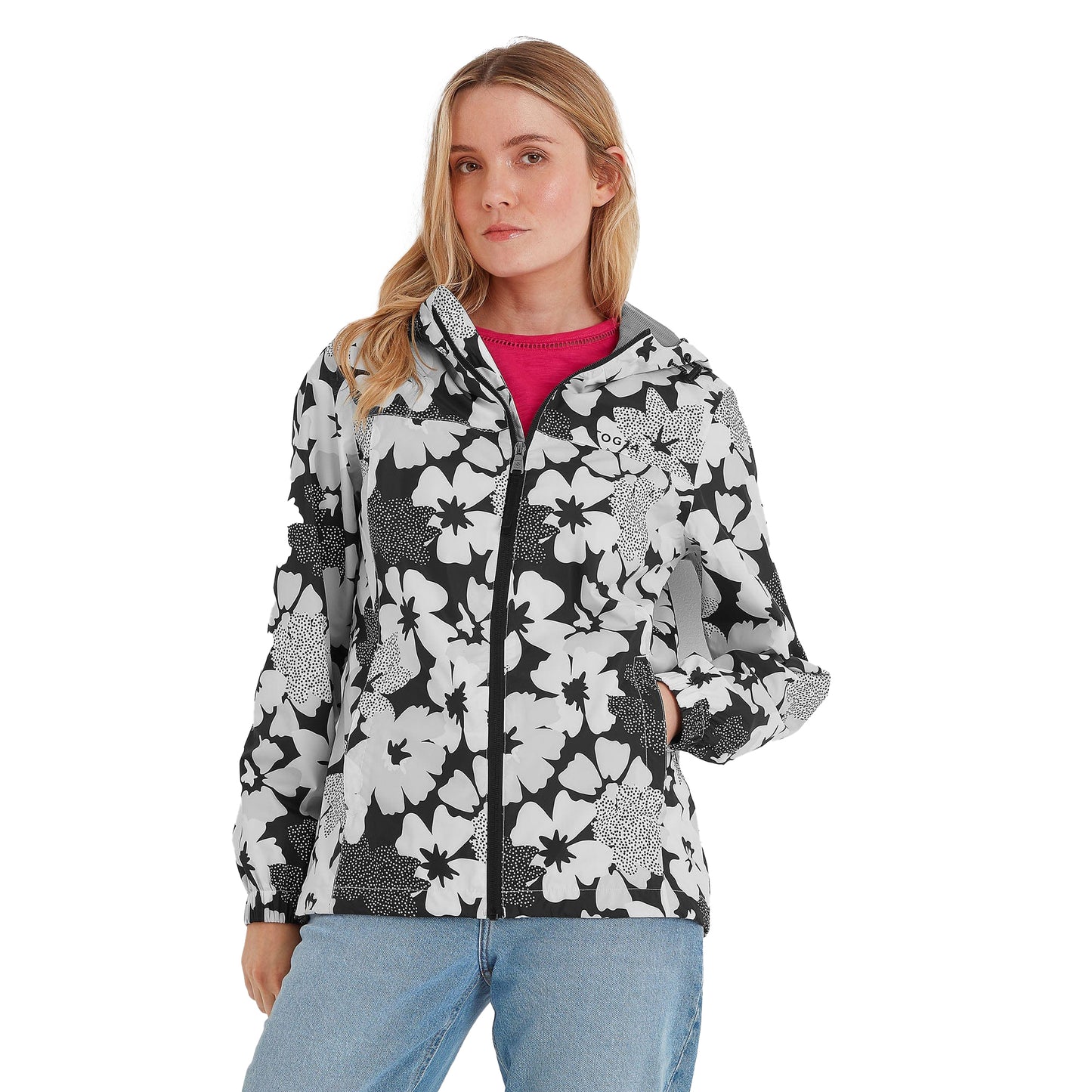 Black-White - Side - TOG24 Womens-Ladies Craven Milatex Floral Jacket