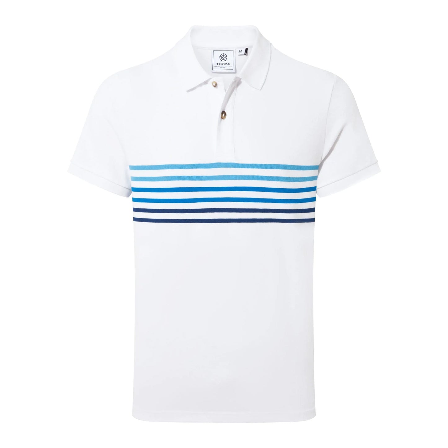 Optic White - Front - TOG24 Mens Bolton Striped Polo Shirt