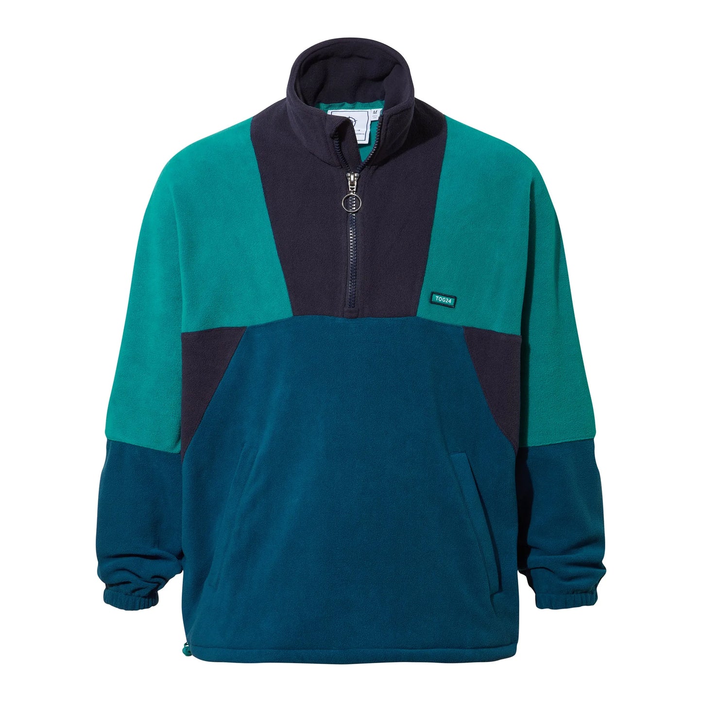 Navy - Front - TOG24 Mens Aztec Colour Block Fleece Jacket