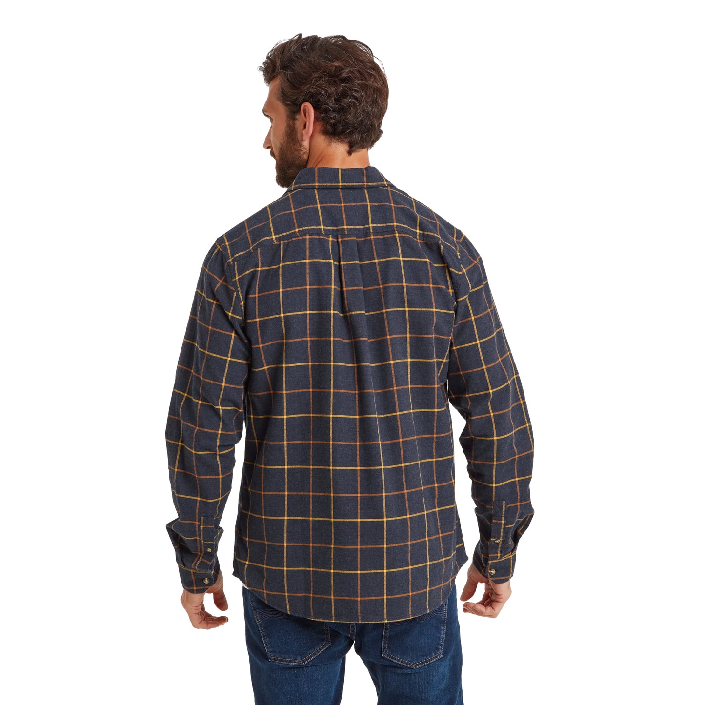 Dark Indigo - Back - TOG24 Mens Jarvis Checked Marl Long-Sleeved Shirt