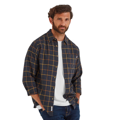 Dark Indigo - Side - TOG24 Mens Jarvis Checked Marl Long-Sleeved Shirt