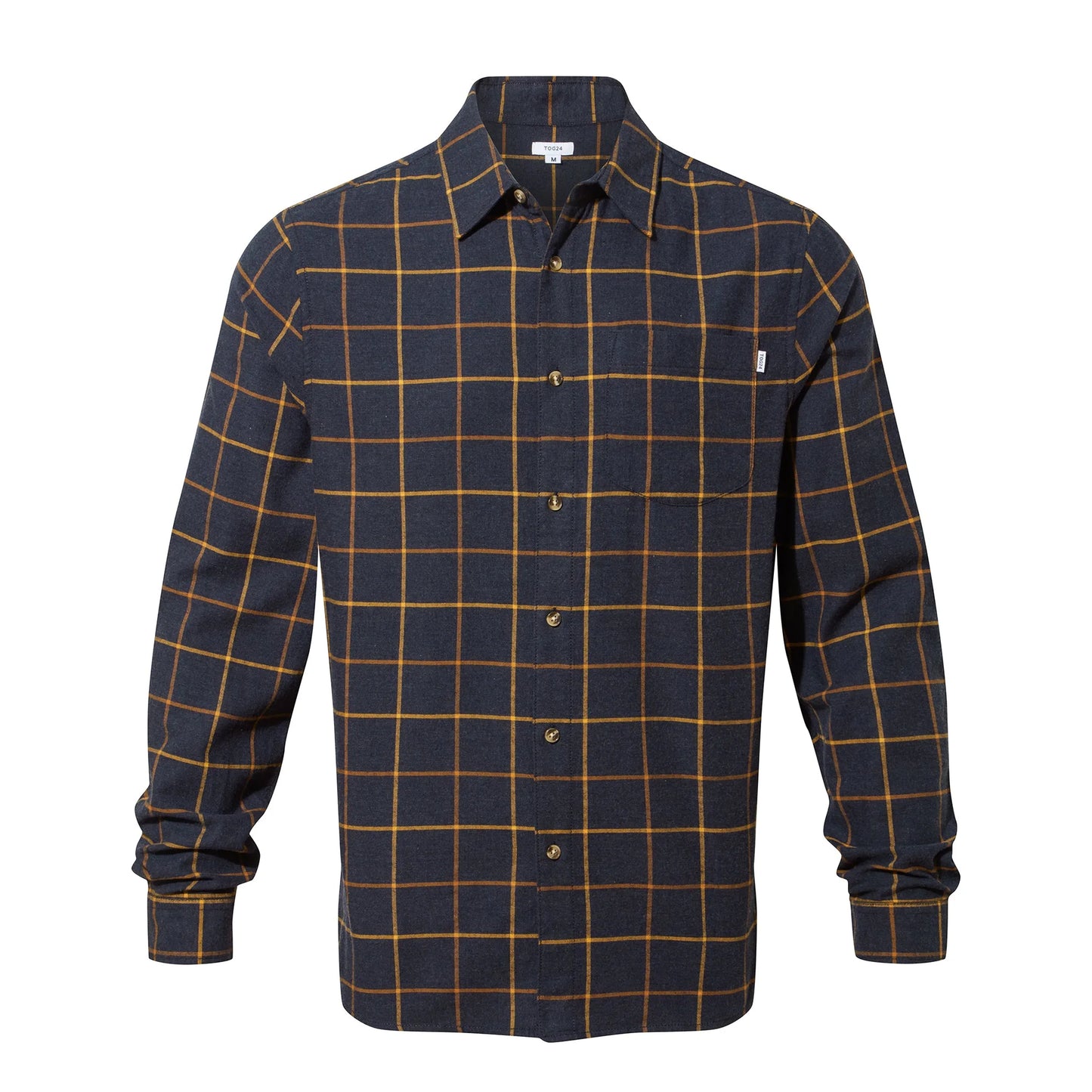 Dark Indigo - Front - TOG24 Mens Jarvis Checked Marl Long-Sleeved Shirt