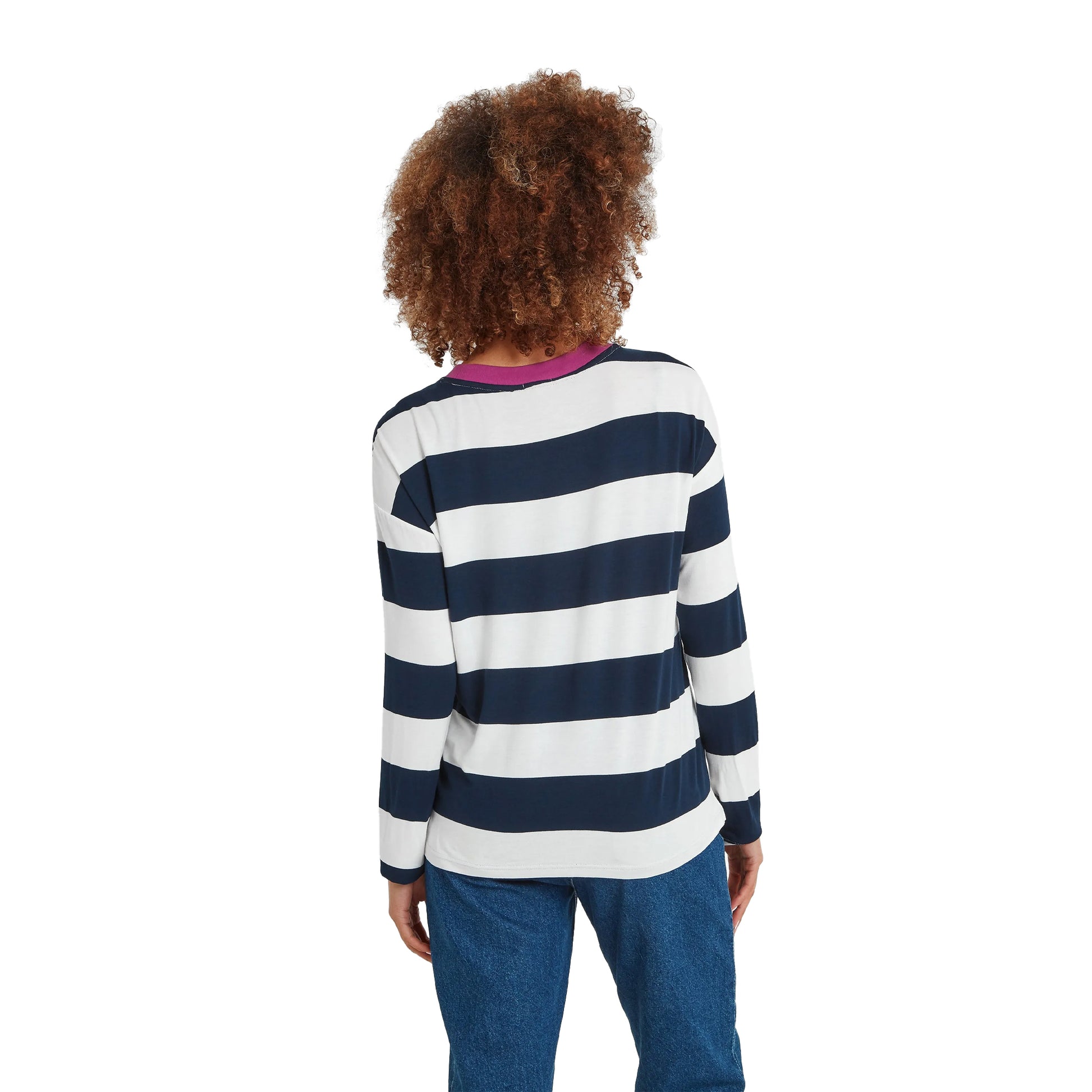Starry Night - Back - TOG24 Womens-Ladies Jerry Block Stripe Long-Sleeved T-Shirt
