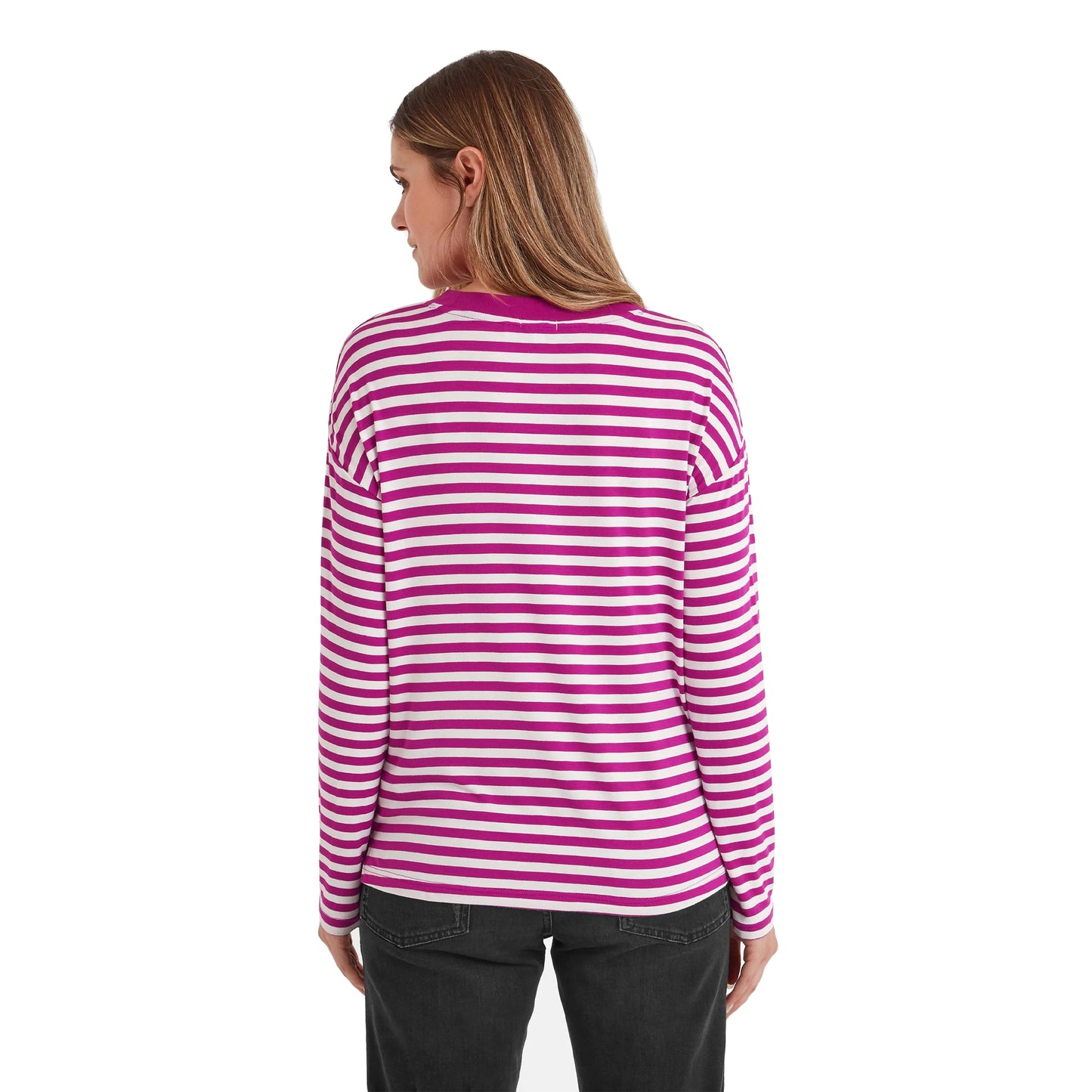 Fuchsia Purple - Back - TOG24 Womens-Ladies Jerry Striped Long-Sleeved T-Shirt