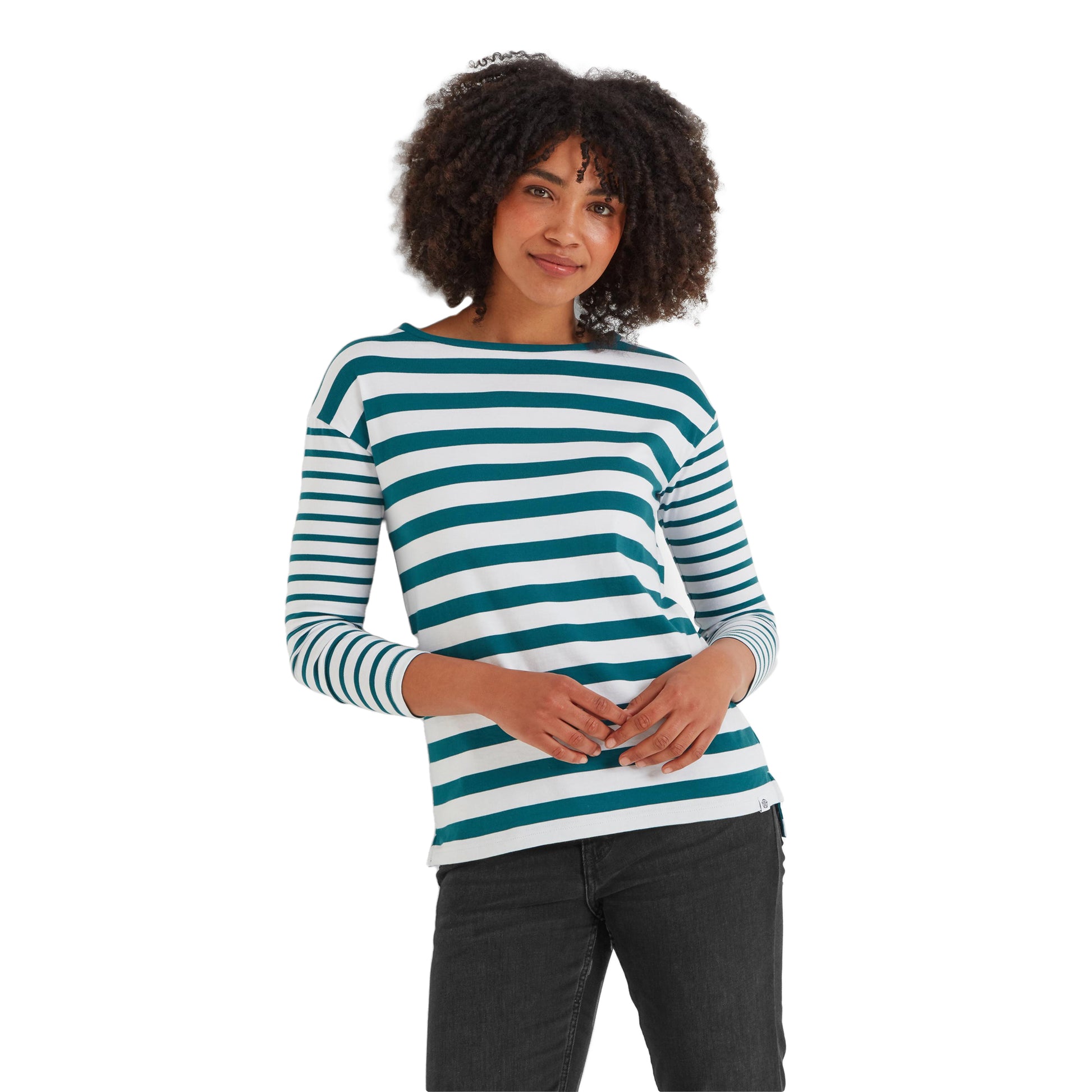 Deep Teal - Side - TOG24 Womens-Ladies Pippa Striped Long-Sleeved T-Shirt