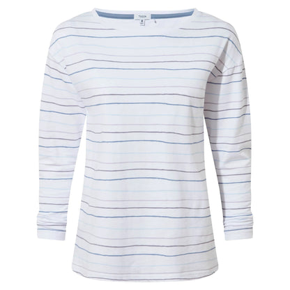 Optic White-Frost Blue - Front - TOG24 Womens-Ladies Pippa Small Stripe Long-Sleeved T-Shirt