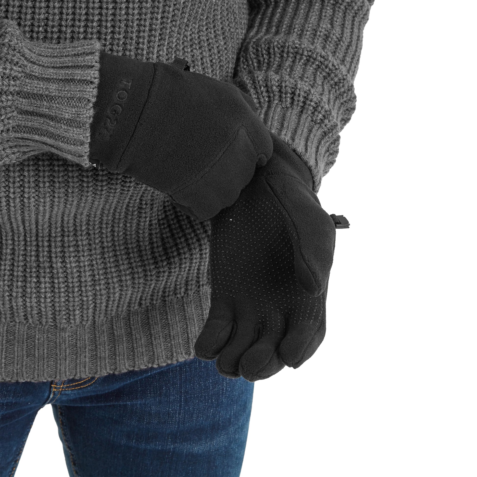 Black - Back - TOG24 Unisex Adult Stride Microfleece Gloves