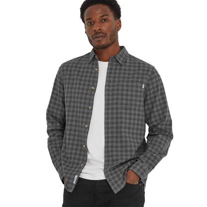 Soot Grey - Side - TOG24 Mens Maynard Yarn Dyed Check Long-Sleeved Shirt