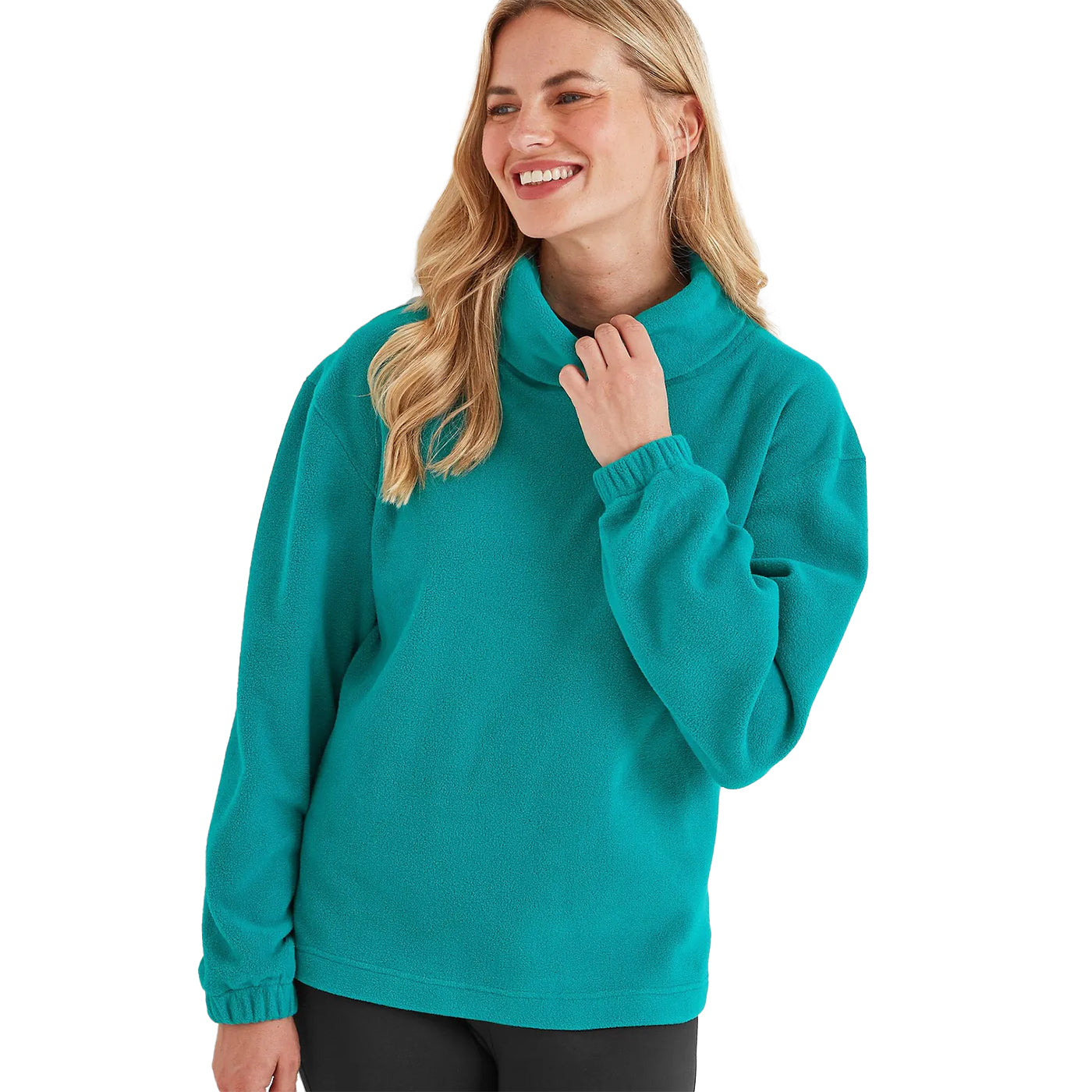 Teal - Side - TOG24 Womens-Ladies Mauly Funnel Neck Fleece Top
