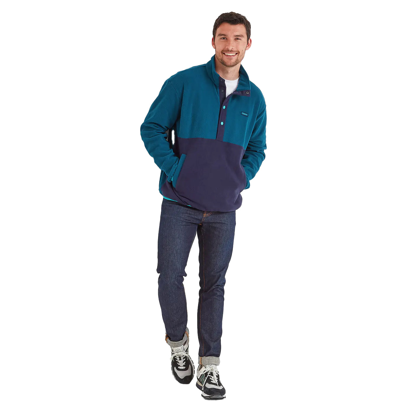 Marine Blue - Lifestyle - TOG24 Mens Horth Press Stud Fleece Top