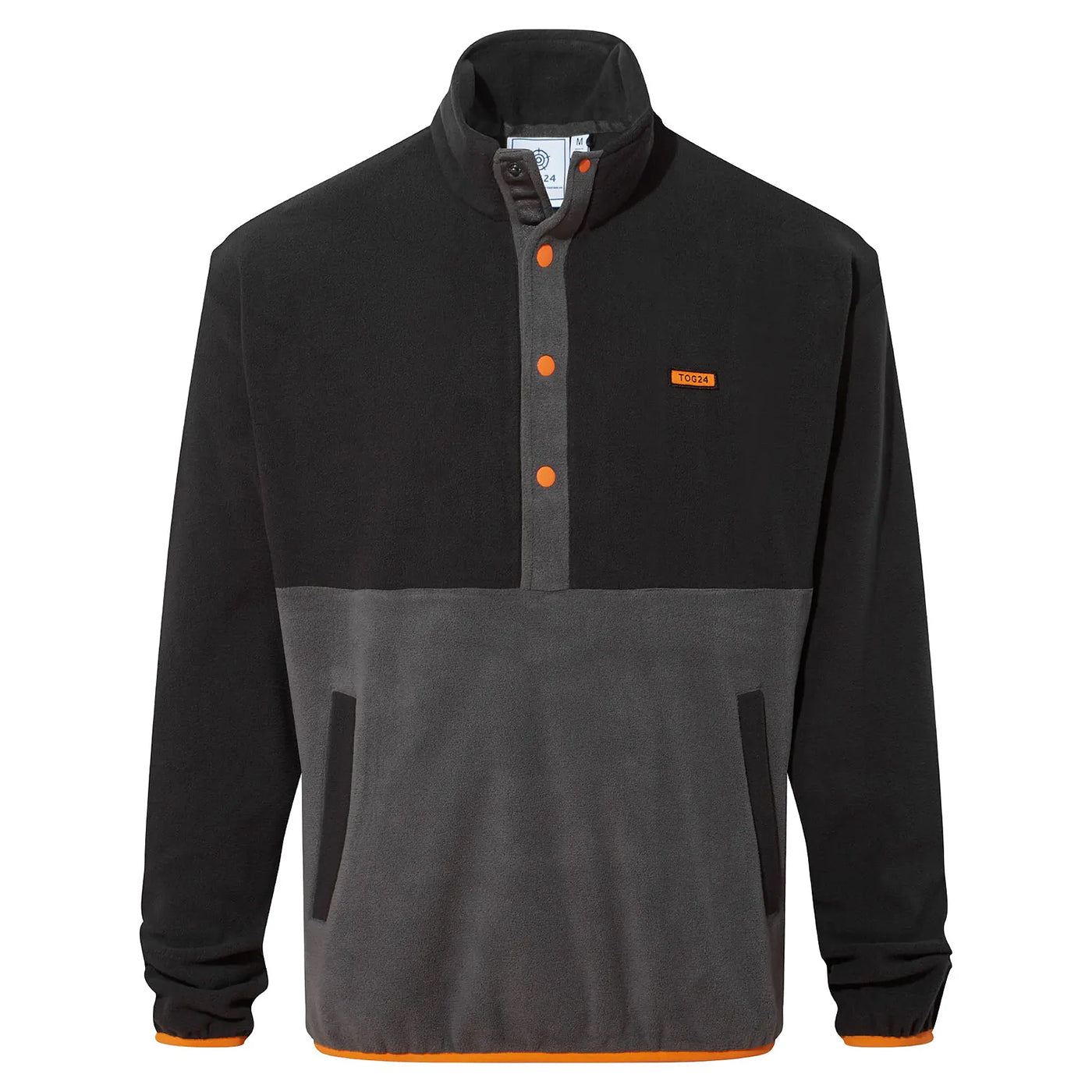 Black - Front - TOG24 Mens Horth Press Stud Fleece Top