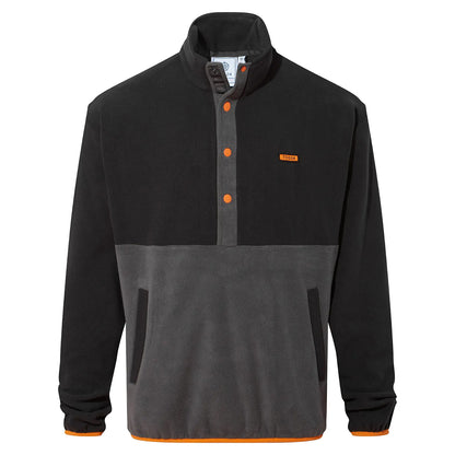 Black - Front - TOG24 Mens Horth Press Stud Fleece Top