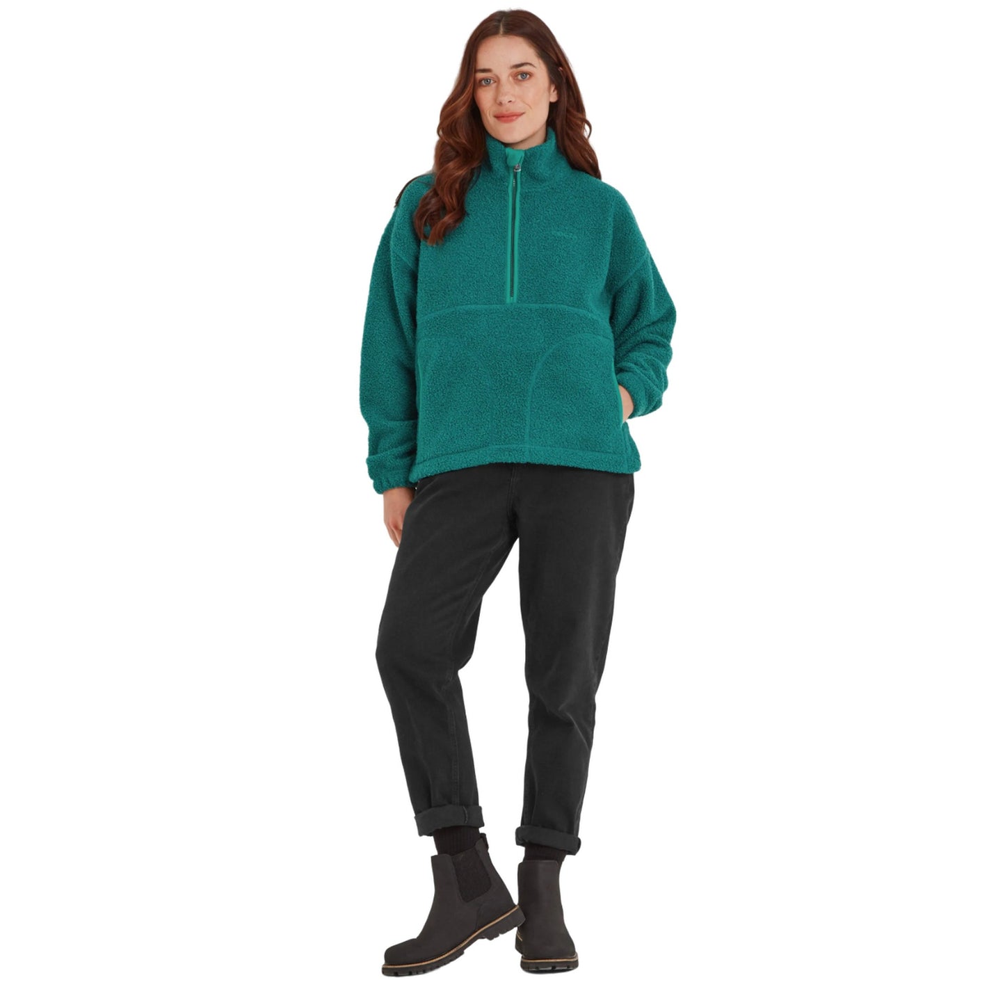 Teal - Side - TOG24 Womens-Ladies Vance Sherpa Zip Neck Fleece Top