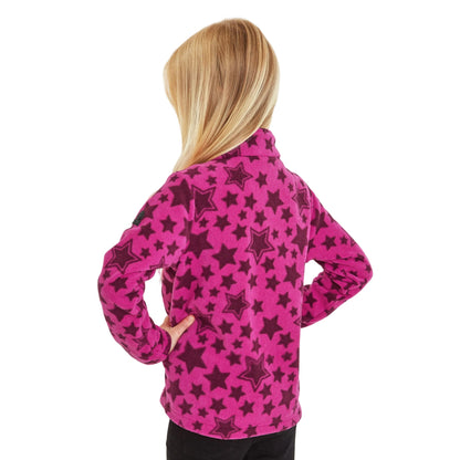 Purple Berry - Back - TOG24 Childrens-Kids Toffolo Star Print Zip Neck Fleece Top