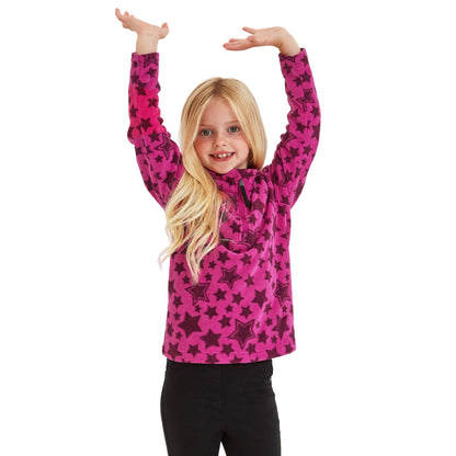 Purple Berry - Side - TOG24 Childrens-Kids Toffolo Star Print Zip Neck Fleece Top