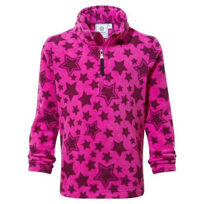 Purple Berry - Front - TOG24 Childrens-Kids Toffolo Star Print Zip Neck Fleece Top