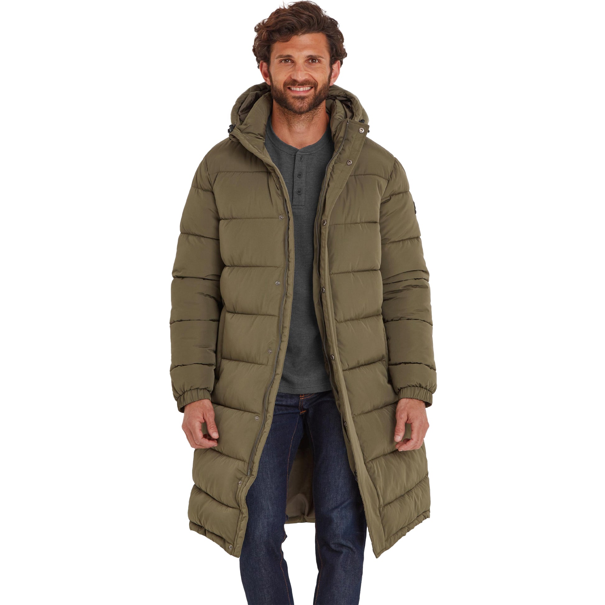 Khaki - Side - TOG24 Mens Langrick Long Length Padded Jacket