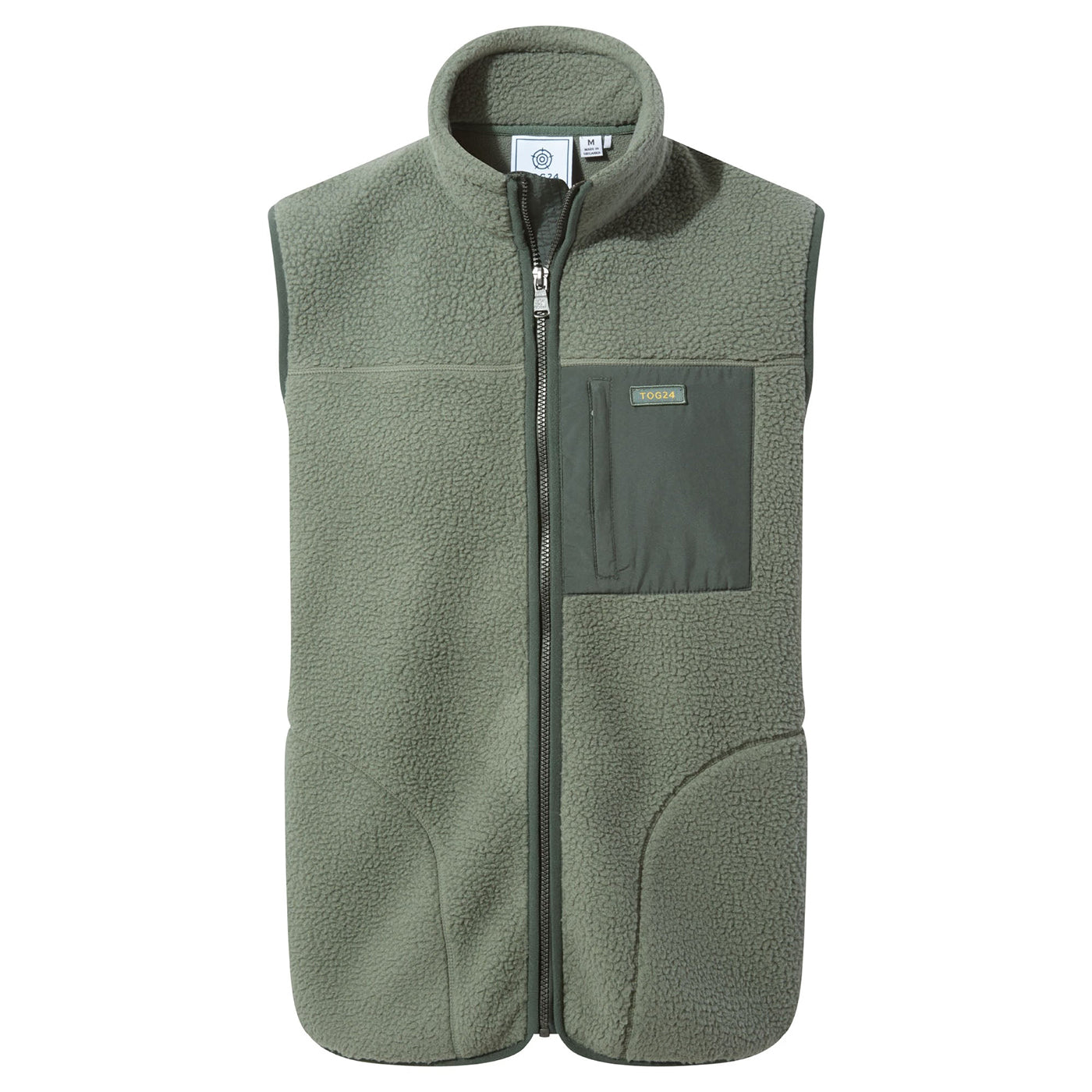Faded Khaki Green - Front - TOG24 Mens Evan Sherpa Fleece Gilet