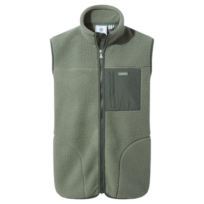 Faded Khaki Green - Front - TOG24 Mens Evan Sherpa Fleece Gilet