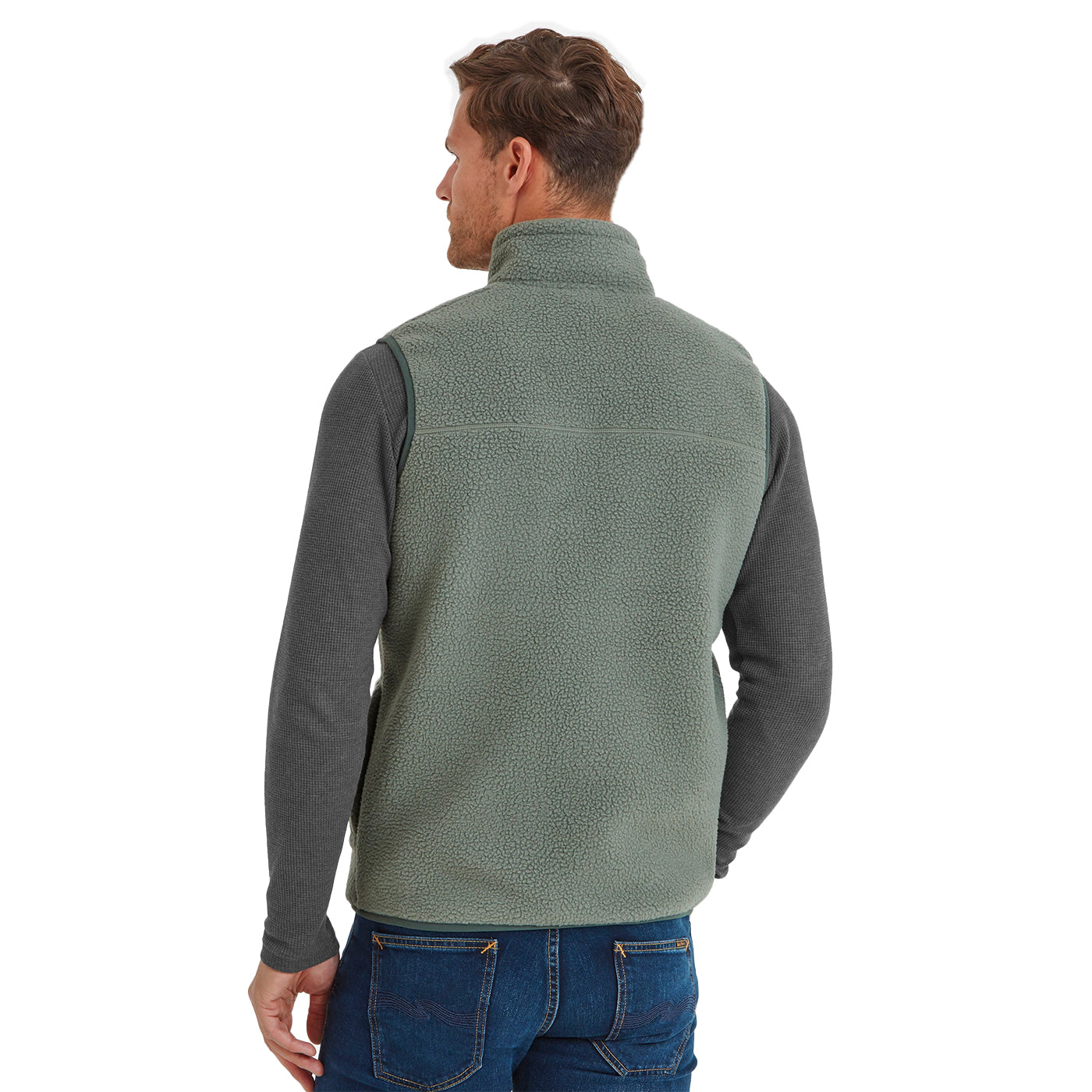 Faded Khaki Green - Back - TOG24 Mens Evan Sherpa Fleece Gilet
