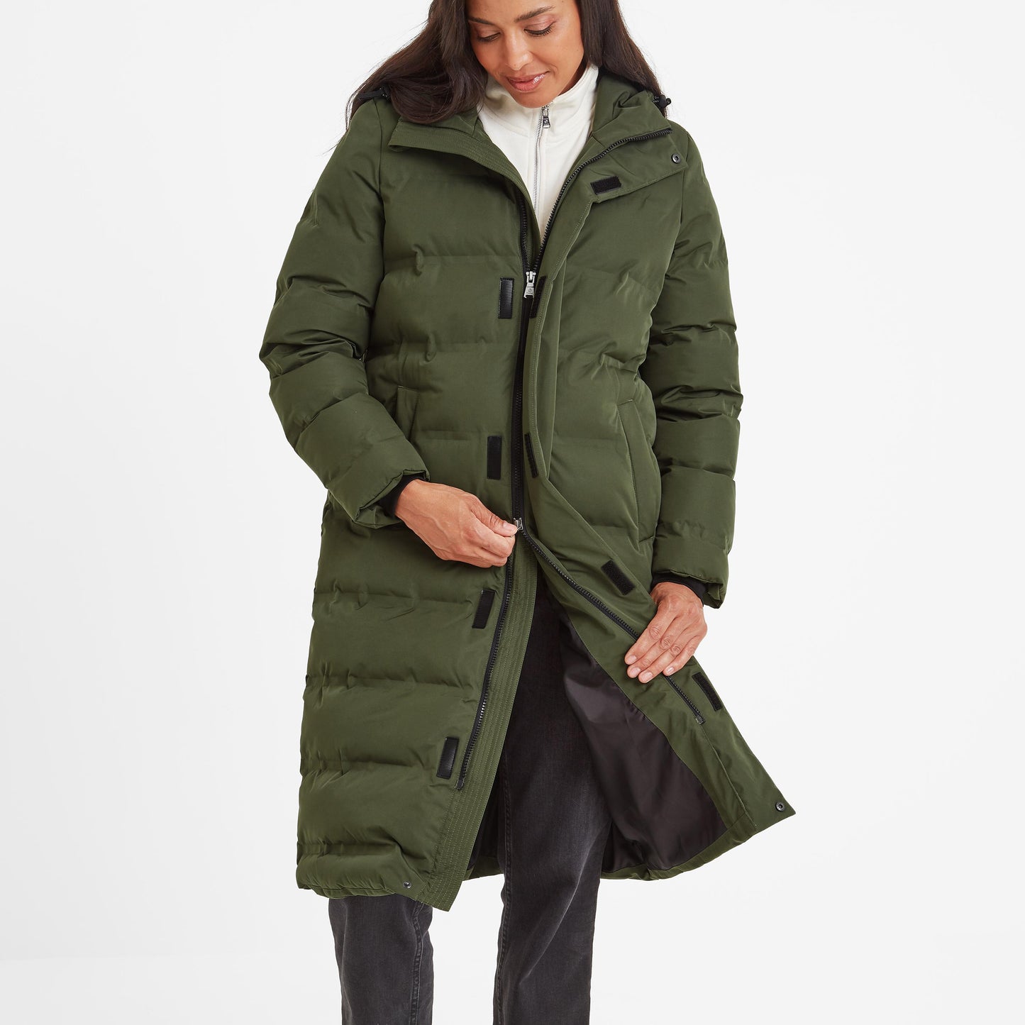 Dark Green - Front - TOG24 Womens-Ladies Glaston Long Parka
