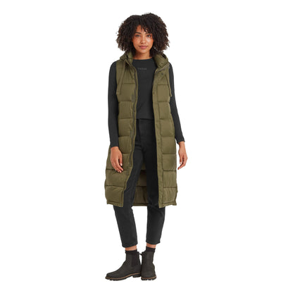 Khaki Green - Side - TOG24 Womens-Ladies Newall Padded Long Gilet