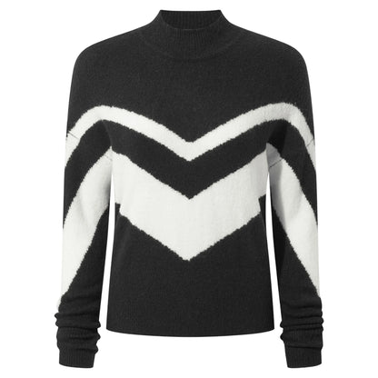 Black - Front - TOG24 Womens-Ladies Piste Chevron Stripe Knitted Jumper