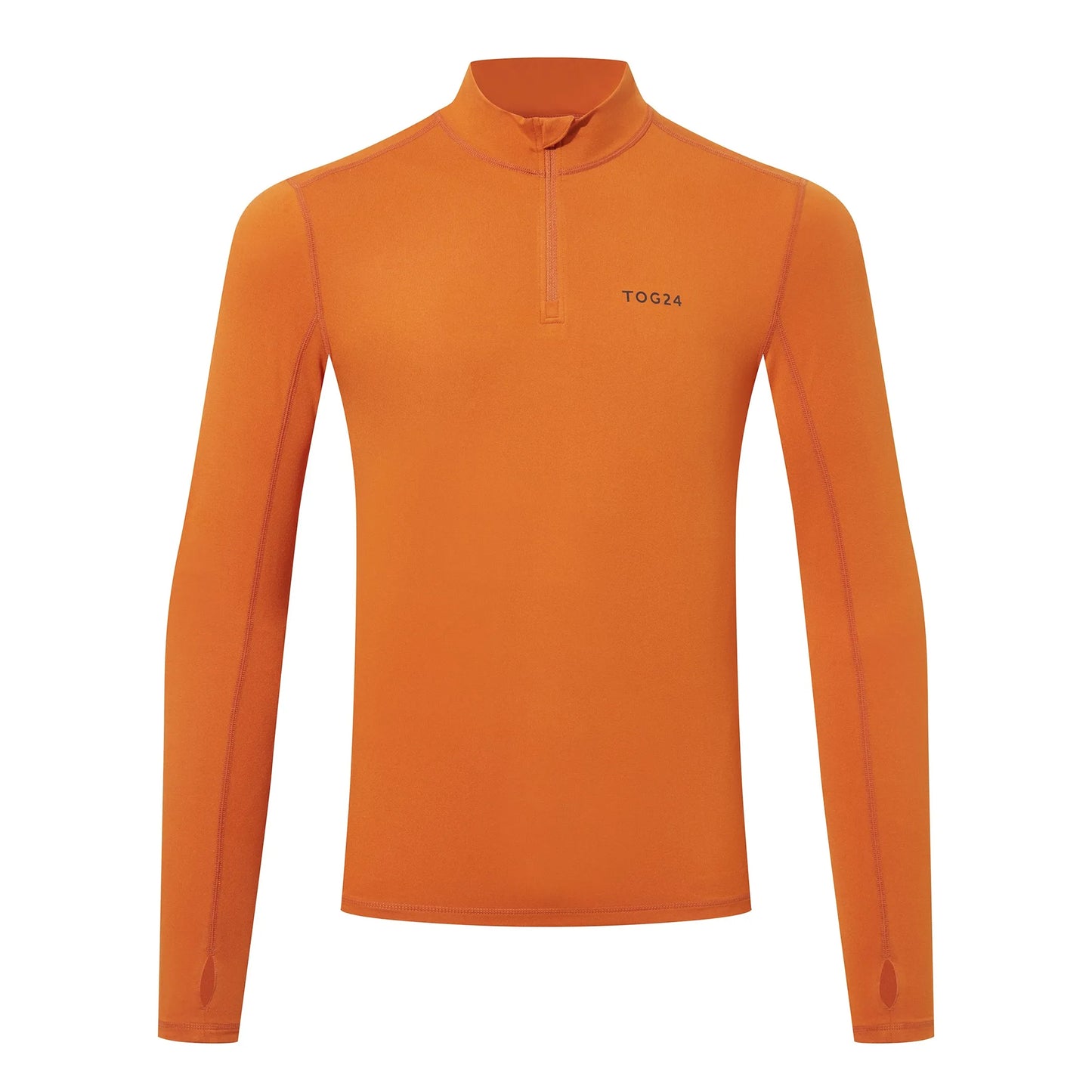 Dark Orange - Front - TOG24 Mens Snowdon Thermal Zip Neck Base Layer Top