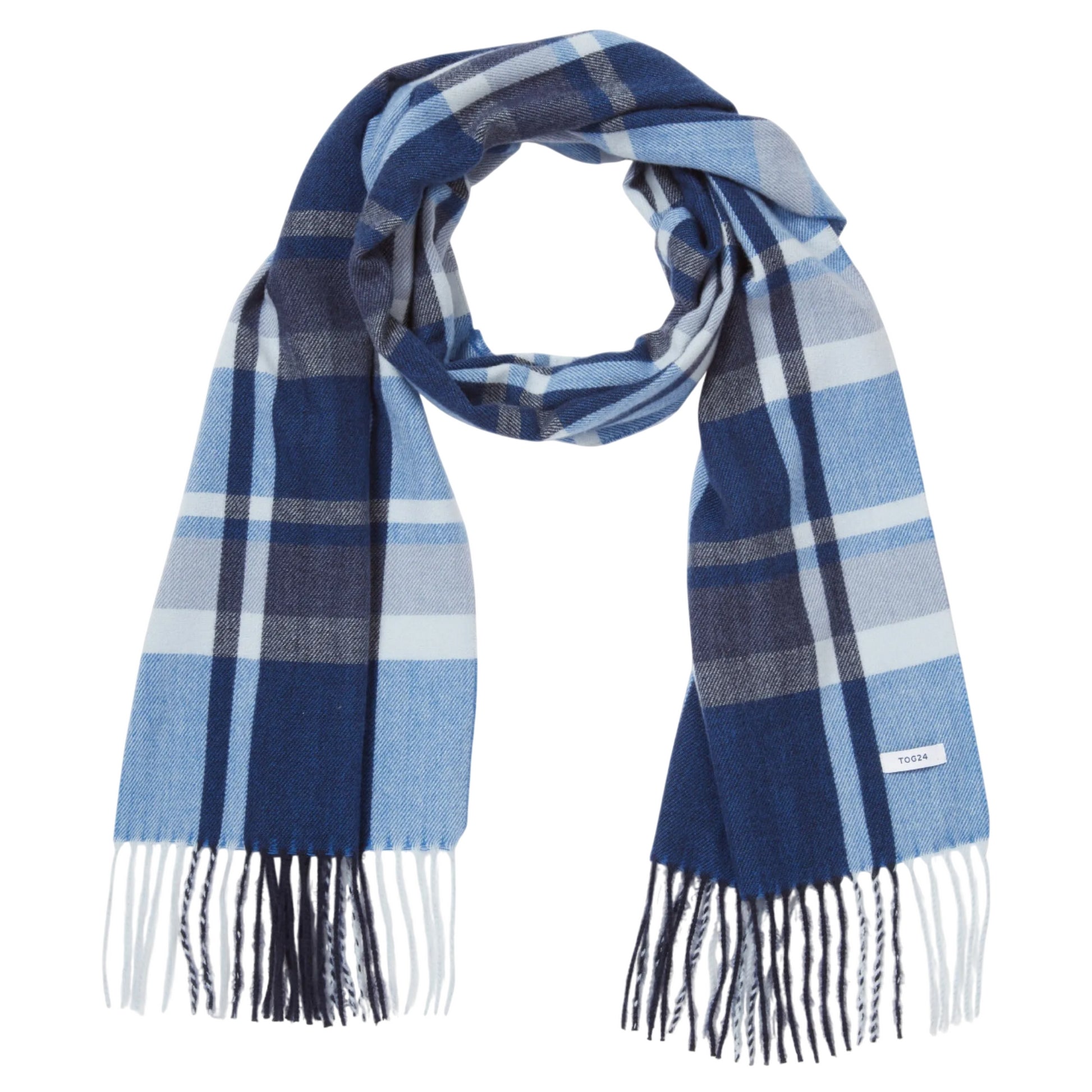 Aegean Blue - Front - TOG24 Hayner Checked Woven Scarf