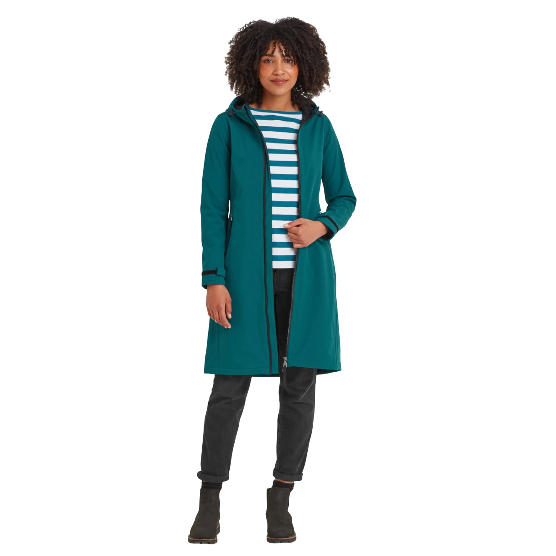 Deep Teal - Side - TOG24 Womens-Ladies Enya Long Length Soft Shell Jacket